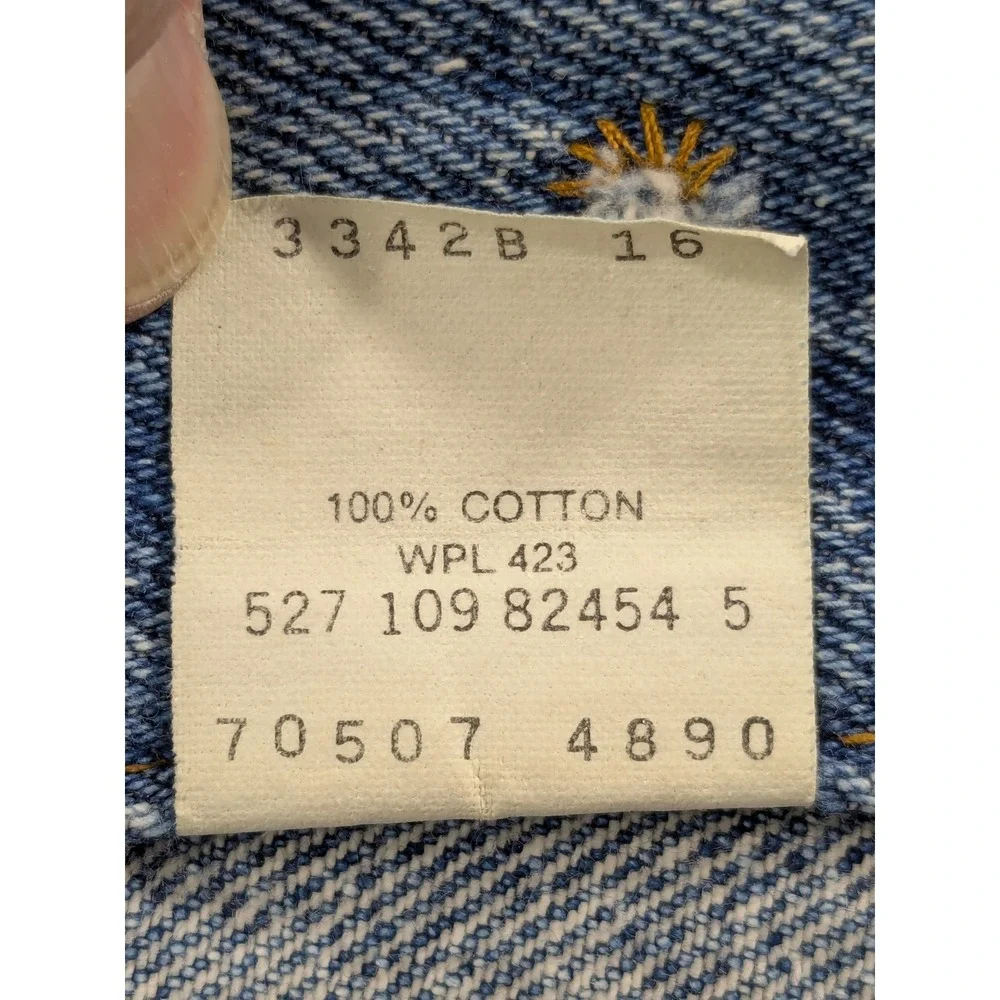 Vtg Levis 70507 4890 Denim Trucker Jacket USA Made Blue XL American Flag Patch - Picture 9 of 16